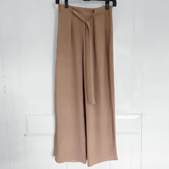 Zara Beige Wide Leg Flowy Pants - Picture 1 of 8